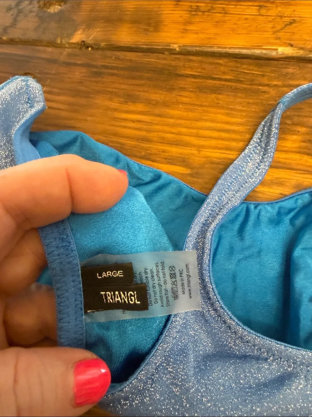 triangl swimwear Shimmering Light Blue Metallic Bikini Set with Pouch